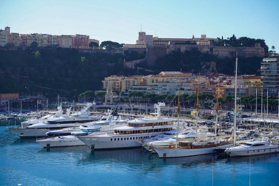 The yachts of Port Hercules marina lined up