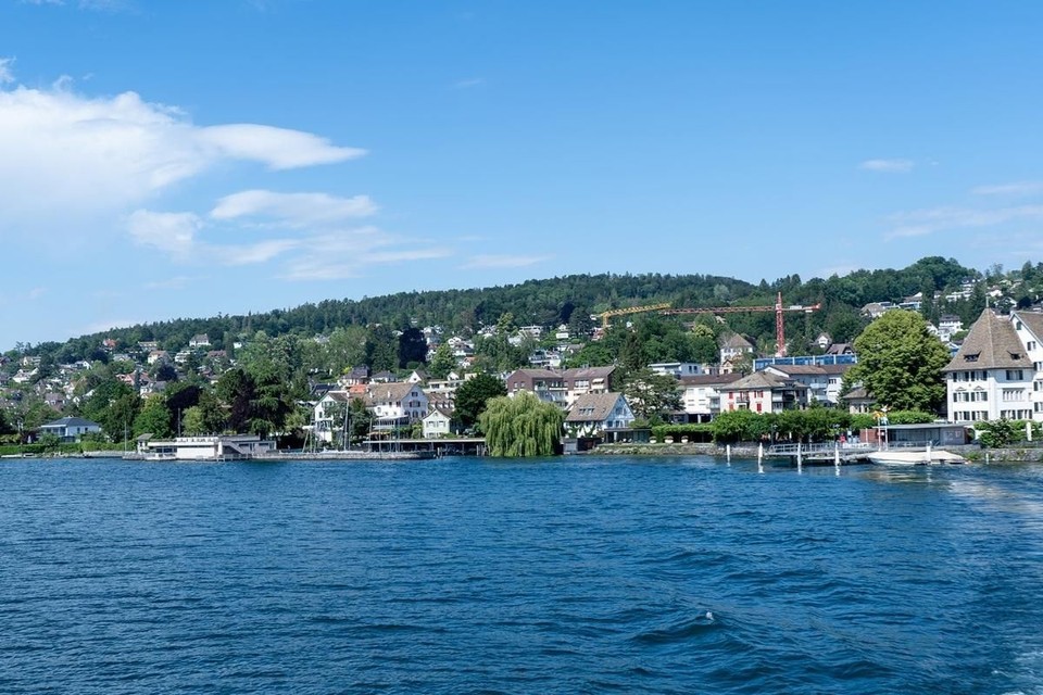 Spectacular panoramic view of Zurich from Lake Zurich